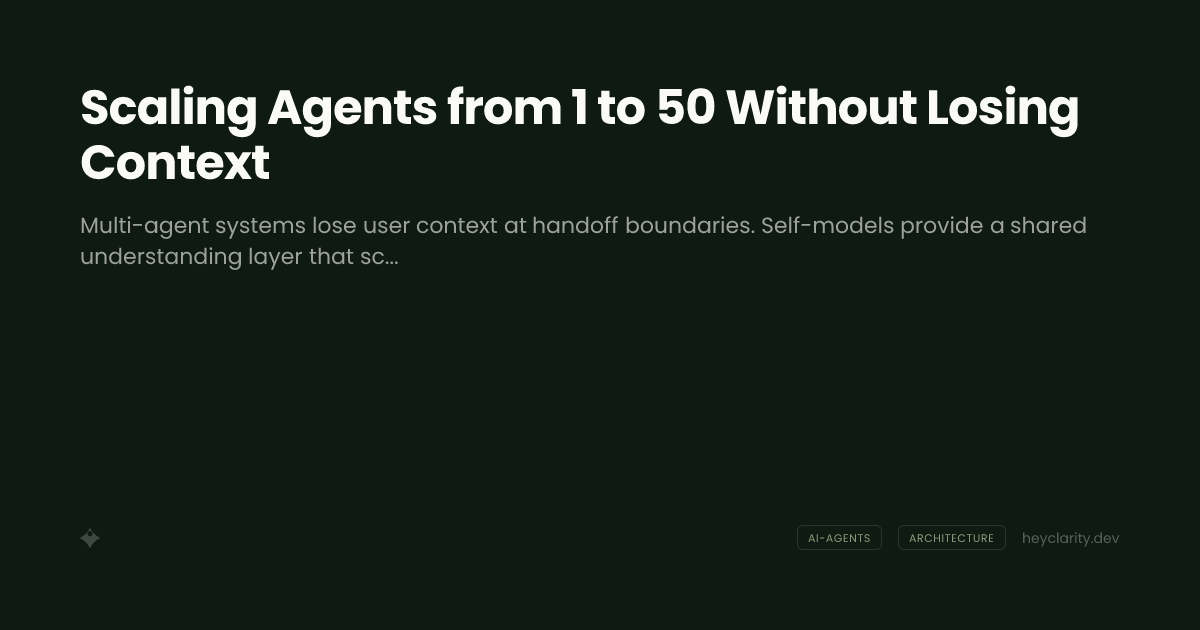 Scaling Agents from 1 to 50 Without Losing Context